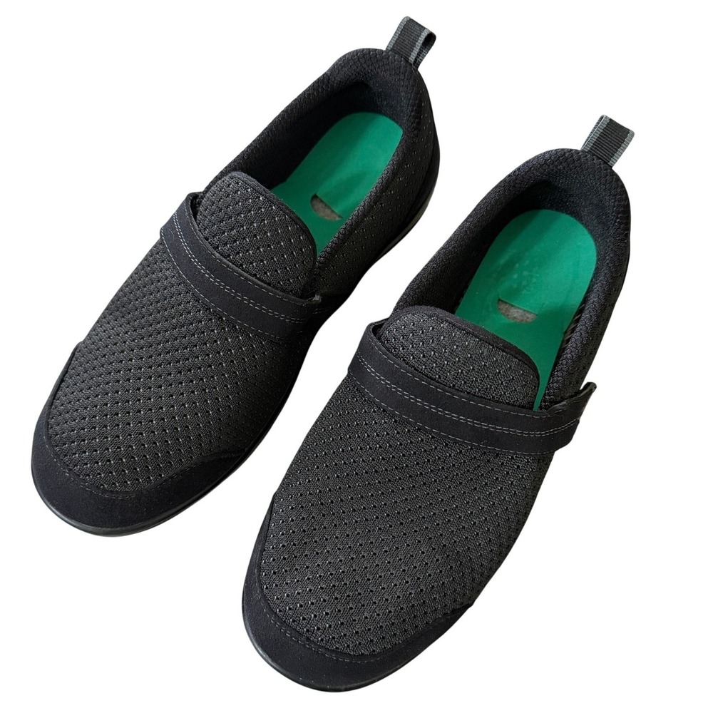Orthofeet Quincy 821 Women's 9.5 2E X-Wide Black Slip-On Orthopedic NO INSERTS